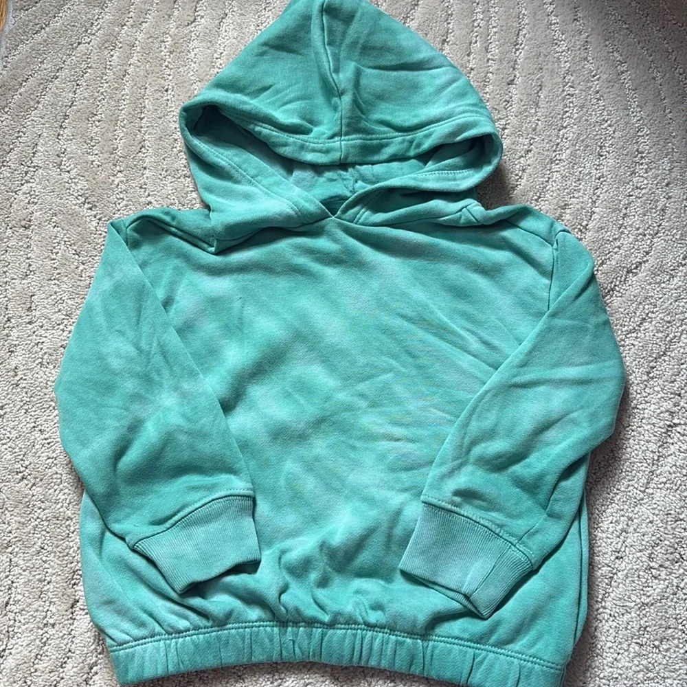 GAP tie dye teal hoodie with elastic waist hem